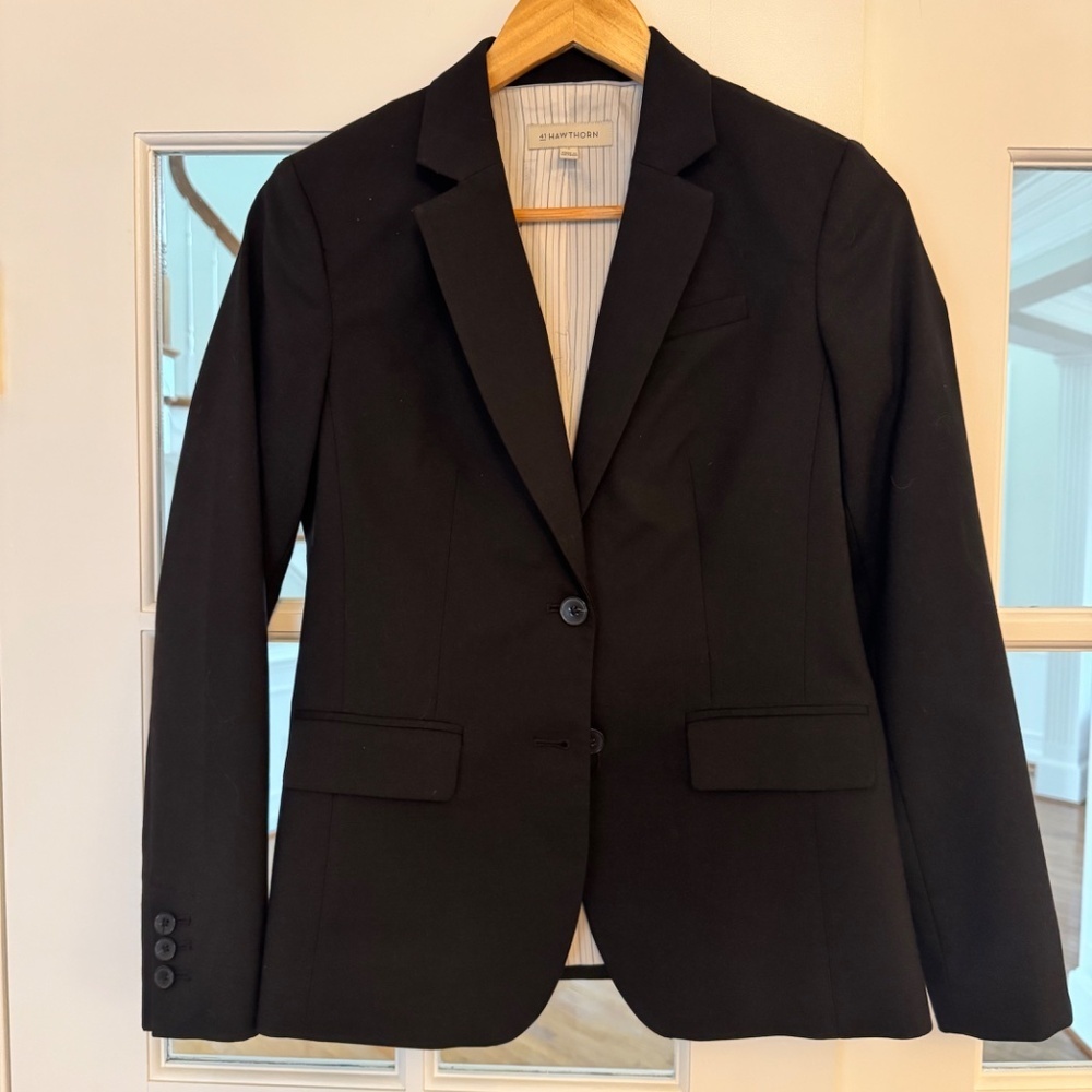 Women's 41 Hawthorn Montgomery Essential Blazer, Black, Size 2 - Picture 2 of 7